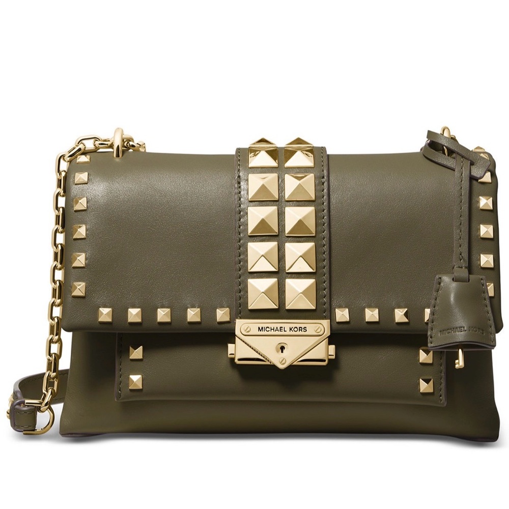 Michael Kors Olive Crossbody Bag with Gold Studs
